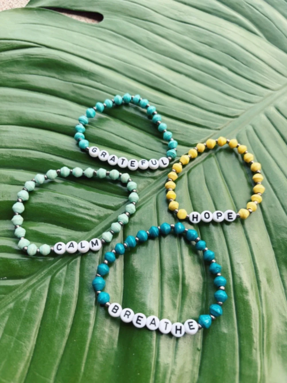 Project Have Hope Handmade Paper Bead Bracelets – New Condition – Set of 4